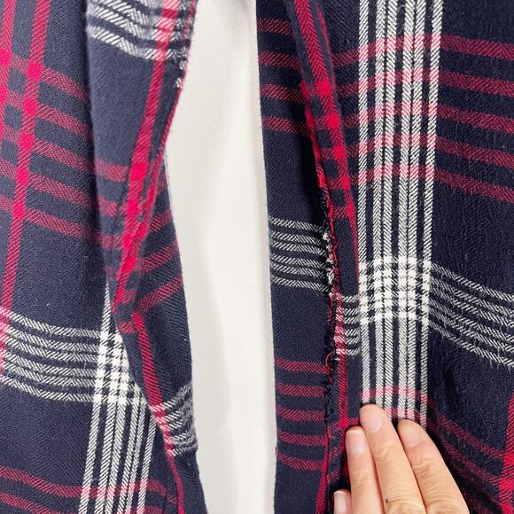 Rails XSmall XS Navy Blue Red White Hunter Plaid Long Sleeve Blouse Shirt Collar - Picture 6 of 11